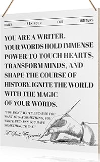 Writer Wall Decor, Daily Reminder for Writers, Gift for Writer Author Novelist Typewriter, Write Inspirational Decor for Home Office Bedroom Living Room Wooden Decor Writing Motivation Decoration