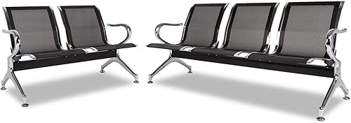 Miniatura 16 de Kinsuite Silla de recepción de 2 asientos para sala de espera con brazos, sillas de invitados de oficina y sillas de recepción, piel sintética para