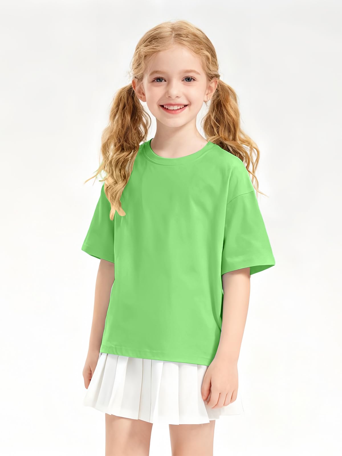HOTIAN Camisetas para niña Verano Cuello Redondo Algodón Manga Corta Tops Liso Casual Deportes Manga Corta Tops Tees - 3