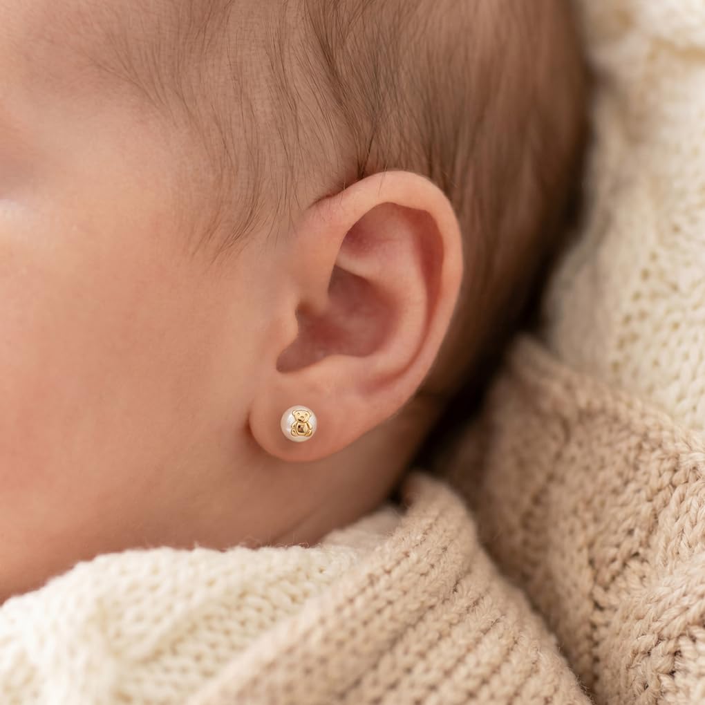 TIME ROAD Ohrringe Baby Mädchen de Gold 9K HIN00043/6 | Tier-Ohrringe 6 mm, Kinder 3, 6, 12 a 24 Monate, Ideal als Geschenk zur Geburt, Taufe oder Geburtstag