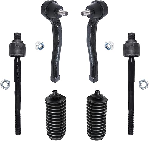 Detroit Axle - Front 6pc Tie Rods Kit for Chevrolet Aveo Aveo5 Pontiac G3 Wave Wave5 Suzuki Swift+, 4 Outer Inner Tie Rod Ends 2 Boots Replacement