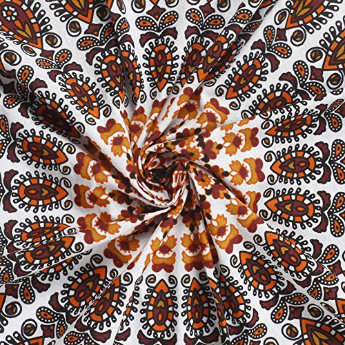 Bless International Indian hippie Bohemian Psychedelic Peacock Mandala Wall hanging Bedding Tapestry (Orange Brown - Image 4
