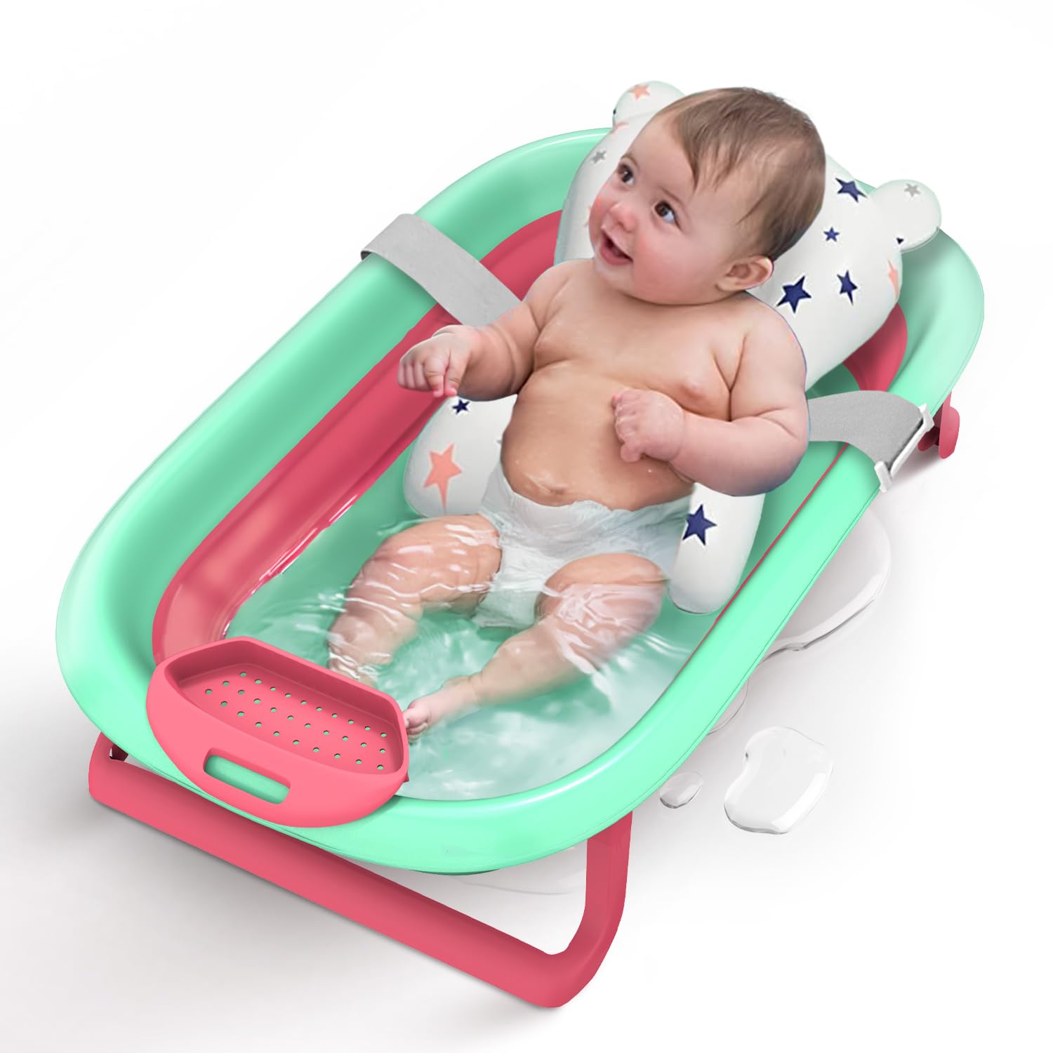 StarAndDaisy Baby Bath Tub for 0-3 Years/New Born Baby Foldable Bathtub with Bathing Bather Cushion Chair, Fast Drainage, Space Saving, Bath Tub for Kids Girls & Boys. (B0D6KSHBWB) Amazon Price History, Amazon Price Tracker