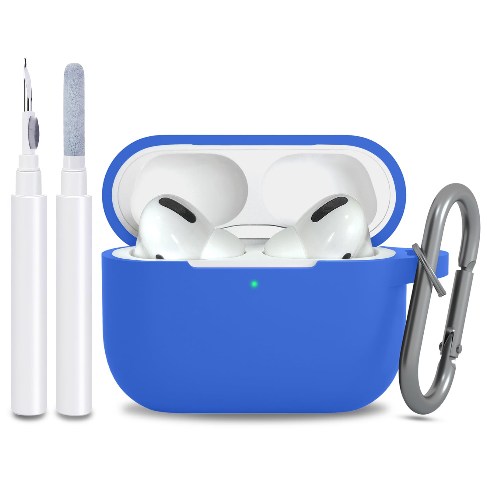for AirPods Pro 2nd 1st Generation Case Cover with Keychain, Protective Soft Silicone Skin Accessories for Apple AirPods Pro Charging Case 2022/2019, Front LED Visible, Blue