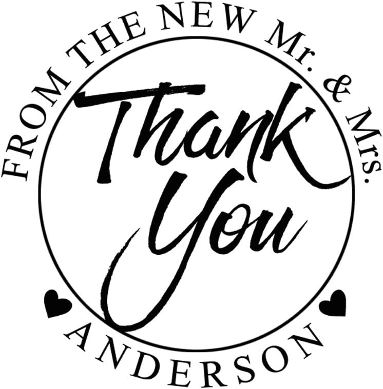 Personalized Self Inking Stamp Round Custom Rustic Wedding Invitation Thank You Rubber Stamp