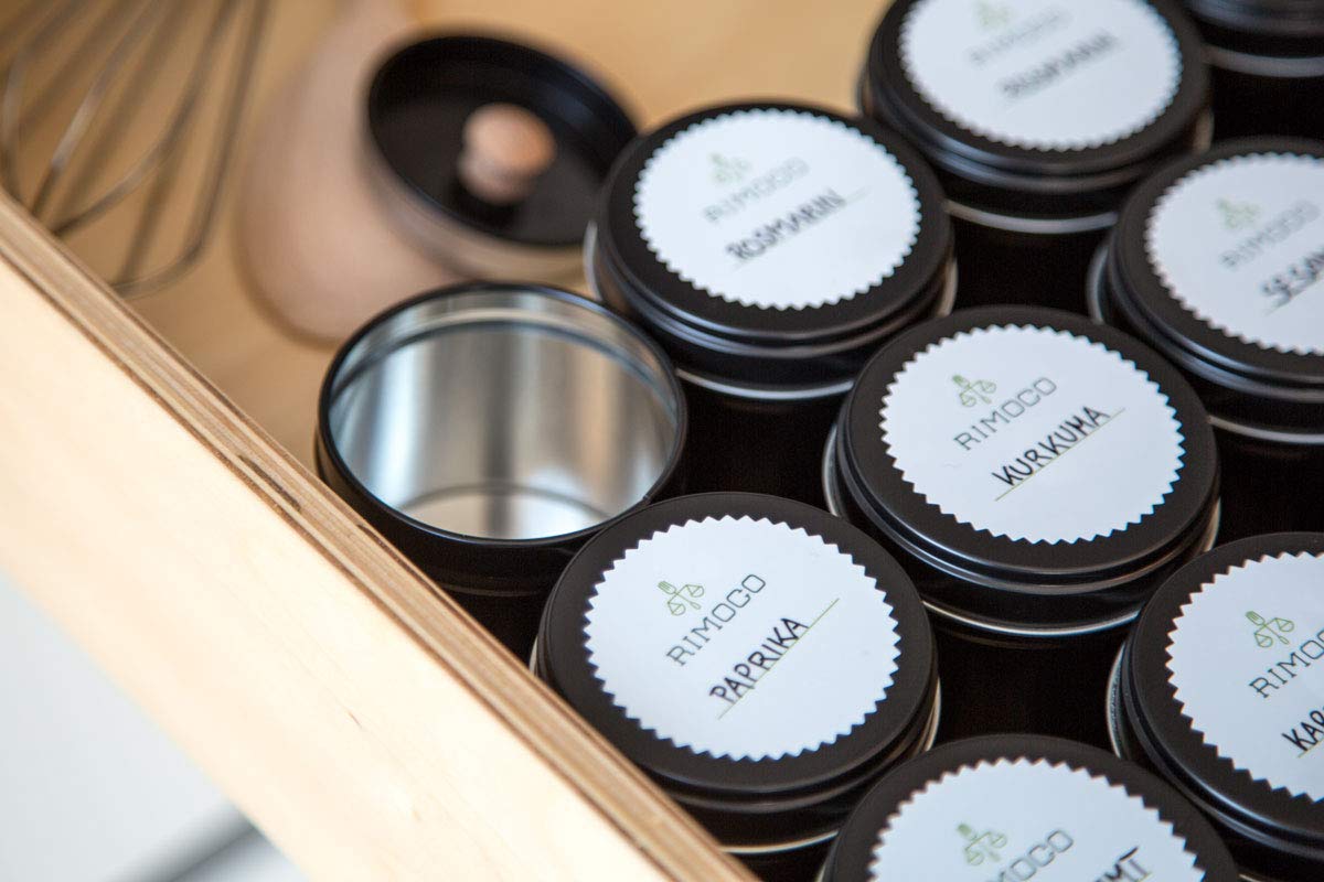 Rimoco Lot De 12 Pots à épices Avec Couvercle Intérieur Et