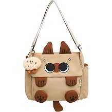 Kawaii Messenger Bag for Women Nylon Crossbody Bags Y2K Aesthetic Purse with Cute Accessory Pendant