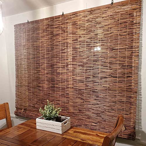 Sunshade Bamboo Reed Curtain Cordless Reed Blinds For Outdoor Patio Retro Bamboo Roll Up Shade Privacy Screen With Natural Faint Fragrance Easy To Hang Custom Size Three Colors To Choose From (Color #TOP4