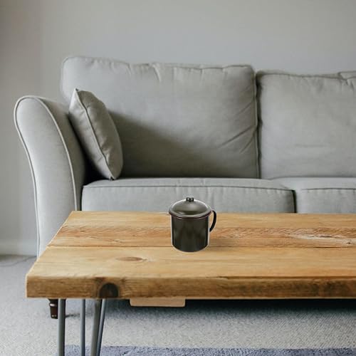 Miniatura 7 de Garneck Taza de café esmaltada para campamento, estilo vintage, de hierro, de metal, con tapa, taza de vino retro, vaso para beber té, leche, jugo,