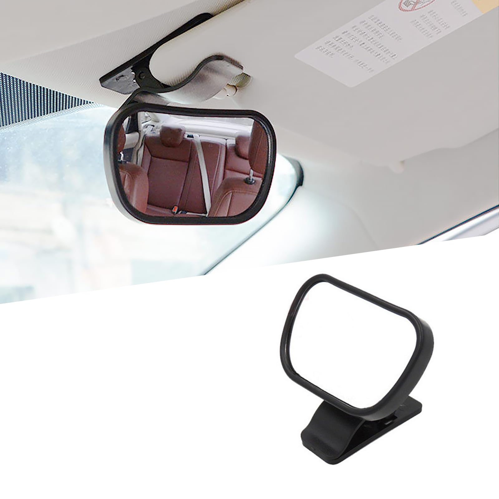 PC Automotive Interior Rearview Baby Mirror, Clip on Watching Baby  Rearview Mirror, Adjustable 360° Wide Angle Acrylic Convex Mirror for Rear  Facing