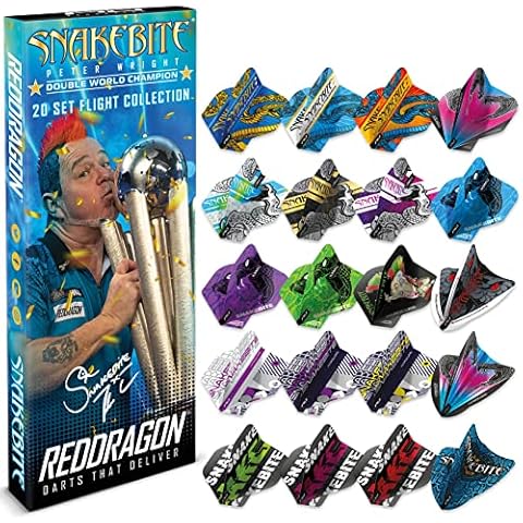 RED DRAGON Peter Wright Snakebite DWC dartpfeil Flug Sammlung - 20 Sätze von Dartflüge (60 Flights in total) Cover