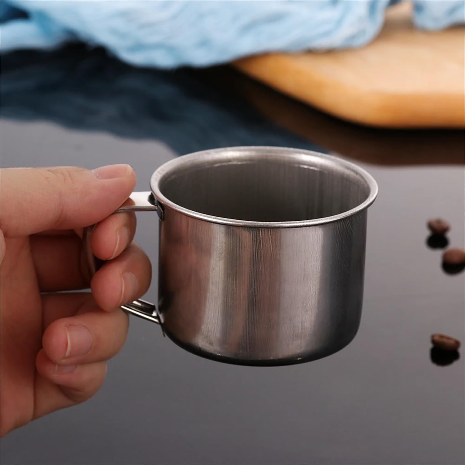 Taza de acero inoxidable portátil for viajes al aire libre, tazón taza café, té, Camping, Mini Metal, cocina, leche, 4 Uds., 200ml Para café y bebidas