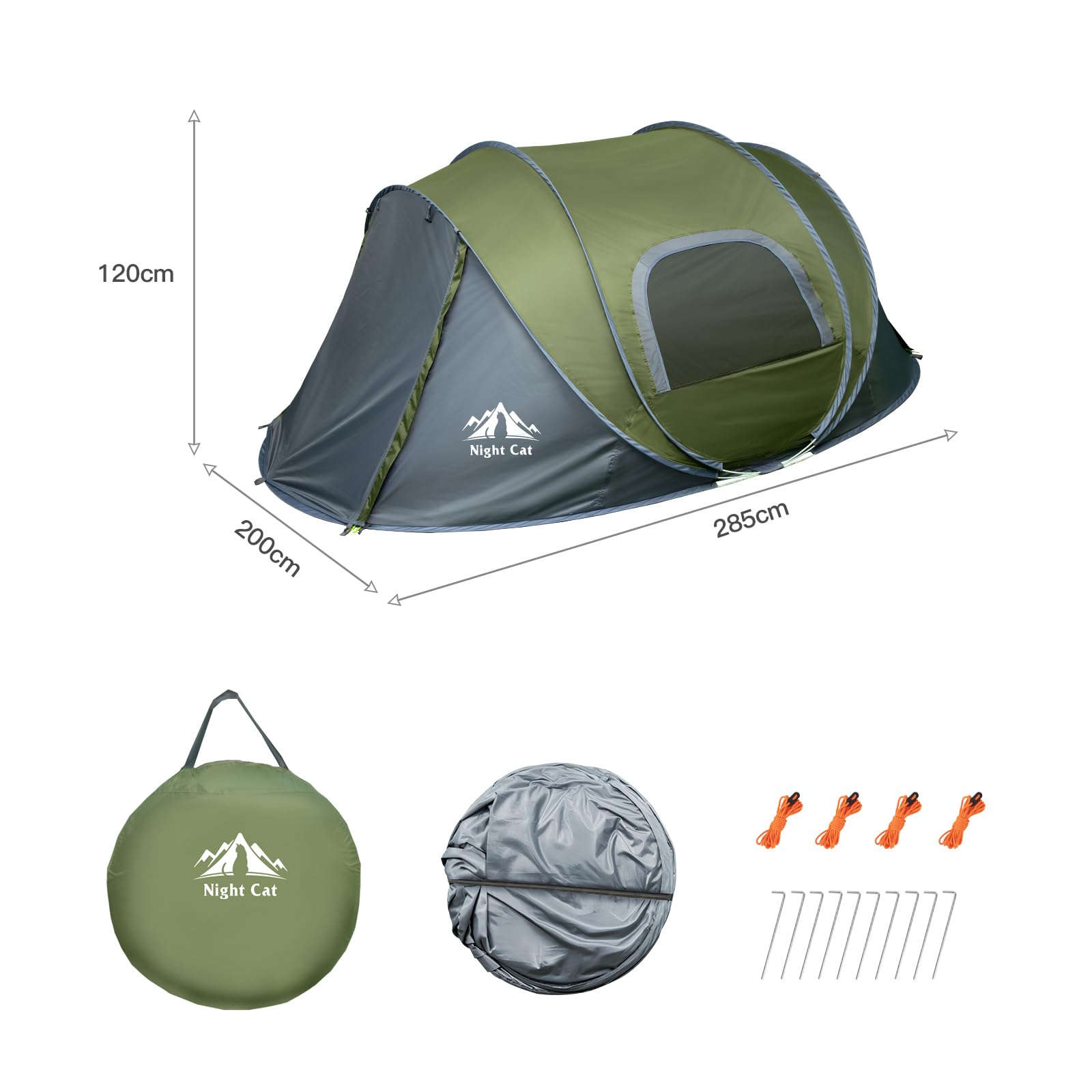 Night Cat Tente Pop Up pour 2 4 Personnes：Tente de Camping Instantanée Installation Facile Imperméable Jardin Parc