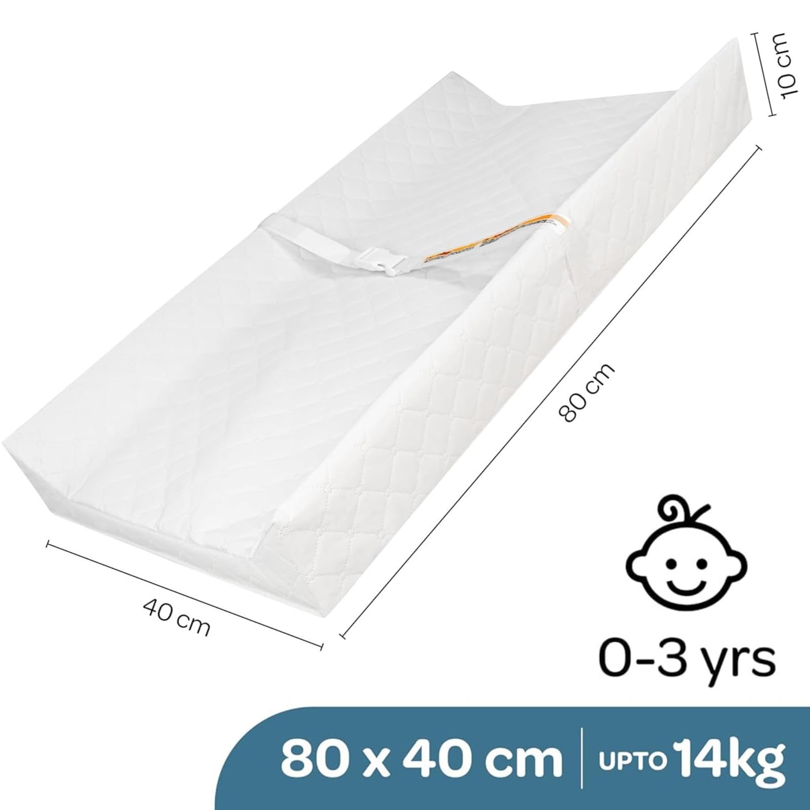 The Autostory Waterproof Contour Diaper Changing Pad – 80 x 40 cm Baby Change Mat with Safety Strap, Anti-Slip Base, Easy to Clean, Lightweight – Fits All Standard Changing Tables & Dresser Tops - Image 2 thumbnail