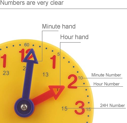 Miniatura 2 de Estudiante que aprende el reloj de la hora del maestro engranaje reloj 4 pulgadas 12/24 horas