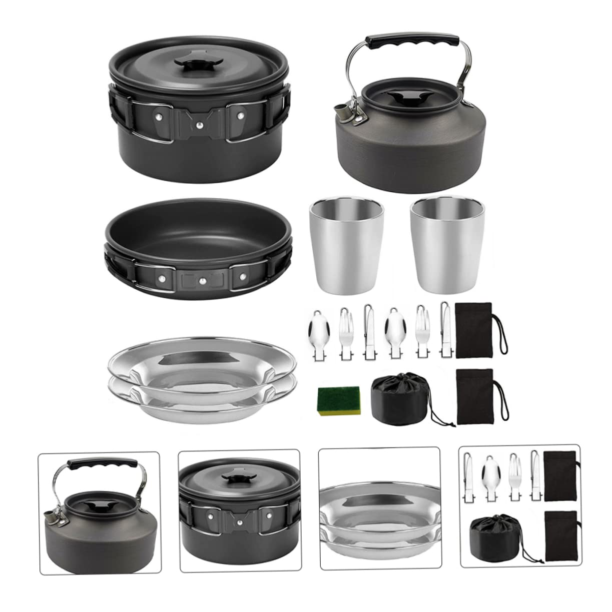 YARNOW Théière Et Casserole Extérieur pour Personnes Ustensiles De Cuisine De Camping Assiette De Pique- Portable