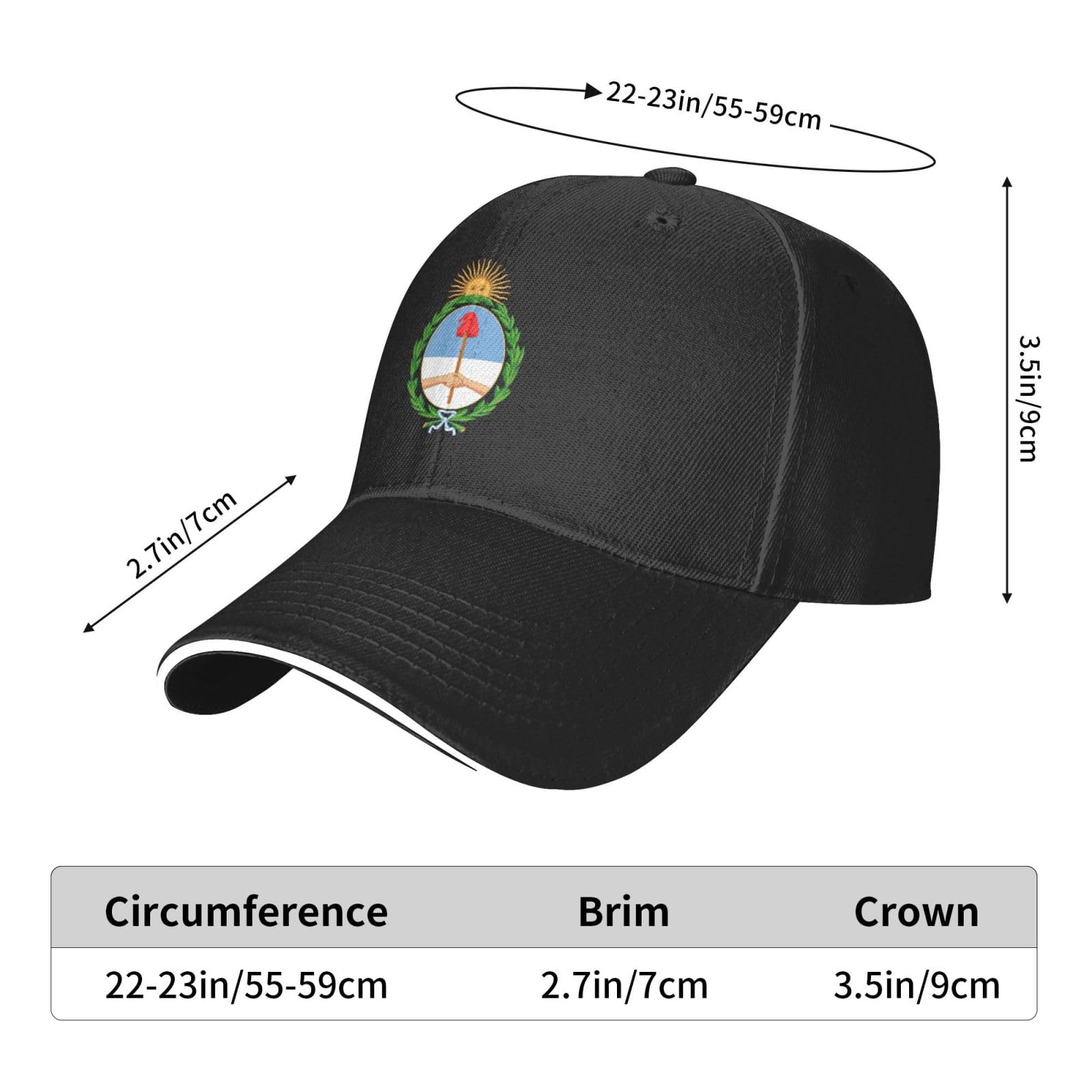 Gorra de béisbol con emblema nacional de Argentina, para mujeres y hombres, ajustable