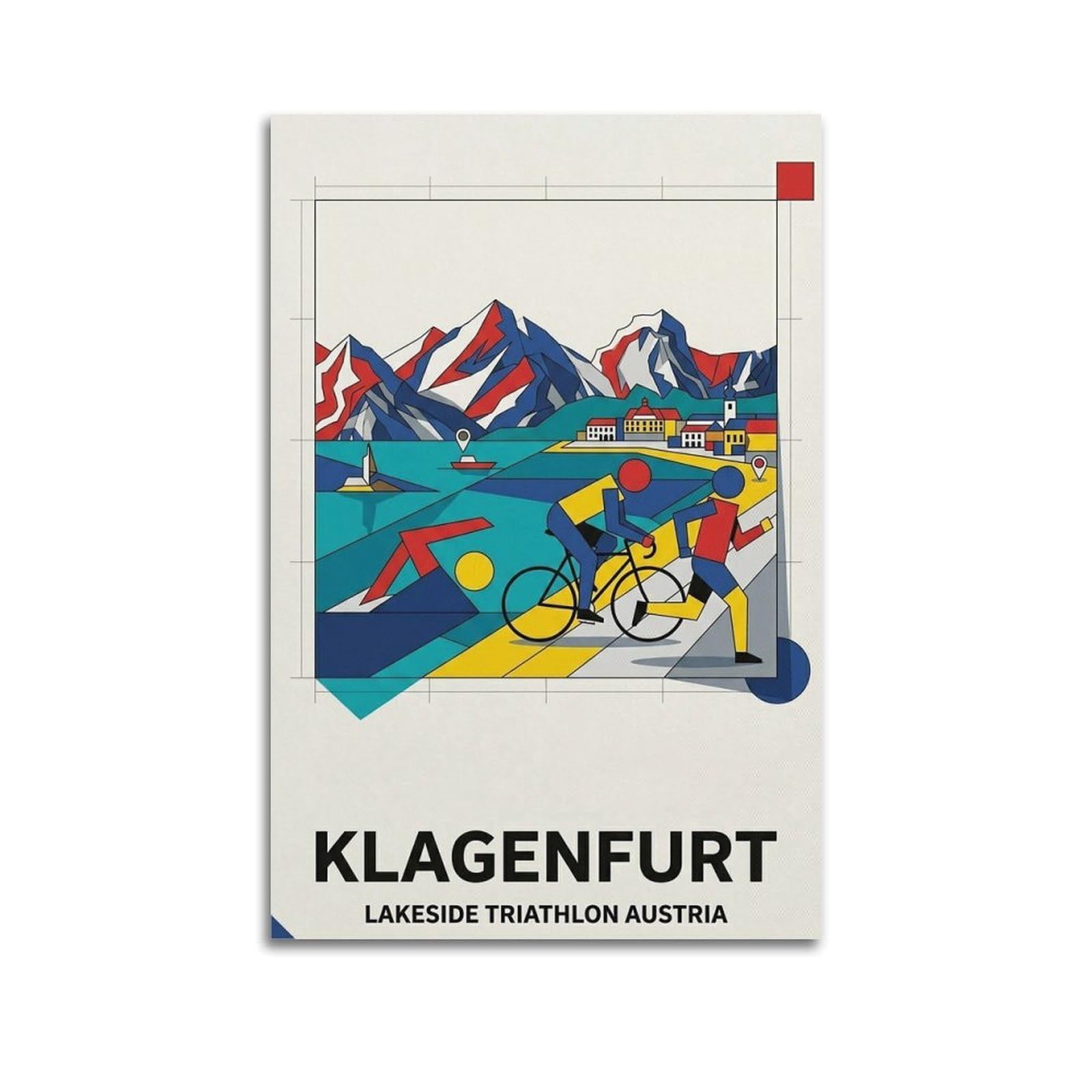 OKNGB Vintage Minimalist Klagenfurt Austria Triathlon Sport Travel Poster Decorative Painting Canvas Art Picture 20x30inch(50x75cm)
