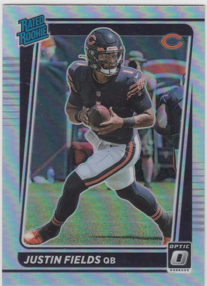 Football Trading Card NFL 2021 Donruss Optic Holo #204 Justin Fields Rated Rookies NM Near Mint RC Rookie Bears