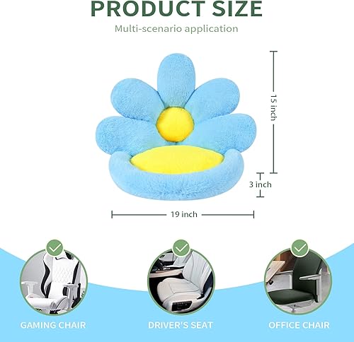 Miniatura 3 de Ditucu Cojín de asiento con forma de flor, cómodo cojín Kawaii para silla de juegos, 19 pulgadas, cojín de suelo para sofá perezoso, oficina, cosas