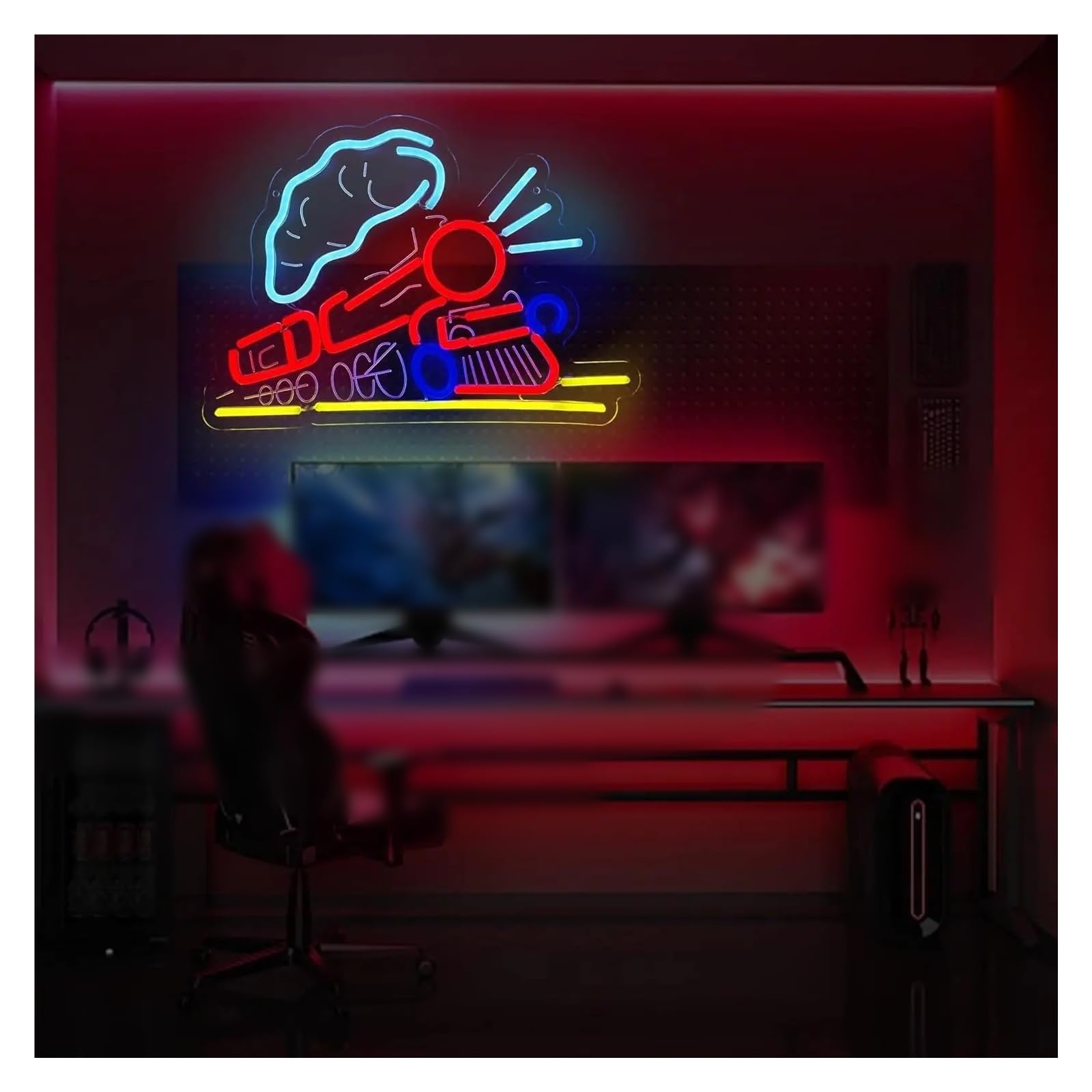 Wiszące neony artystyczne Pociągi Neon USB Możliwość Przyciemniania Oświetlenie LED Do Gier Bar Party Dekoracja Domu Sypialni 38x27cm
