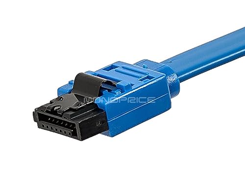 Miniatura 6 de Monoprice Cable SATA III recto SATA 3 de 6 Gbps con pestillo de bloqueo en pulgadas, 1.5 pies, color azul (paquete de 10) compatible con discos