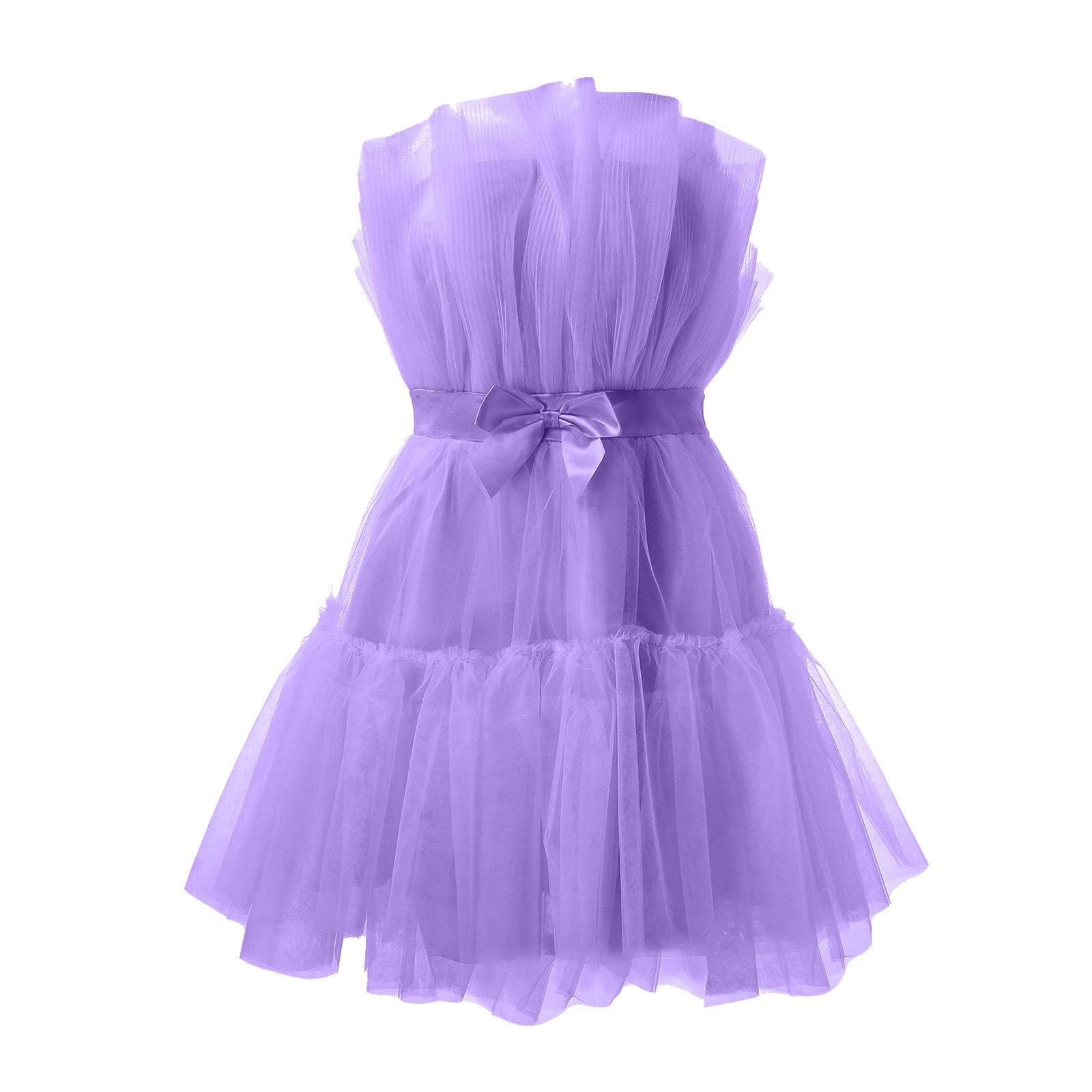 Jupe longue en tulle pour femme - Jupe en tulle rose - Longueur genou - Robe de bal sexy sans manches - Jupe de danse festive - Robe de cocktail - Robe de ballet courte - Robe de soirée / robe en