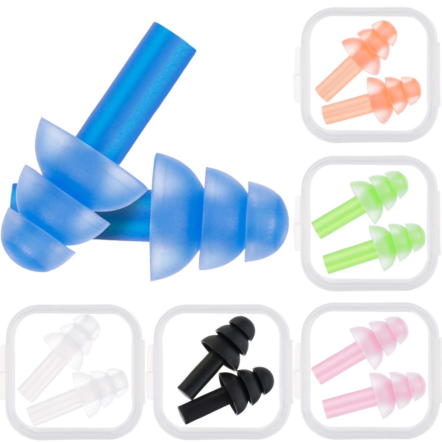 Bememo Assorted Colors Ear Plugs Noise Cancelling Reusable Earplugs for Sleeping and Swimming