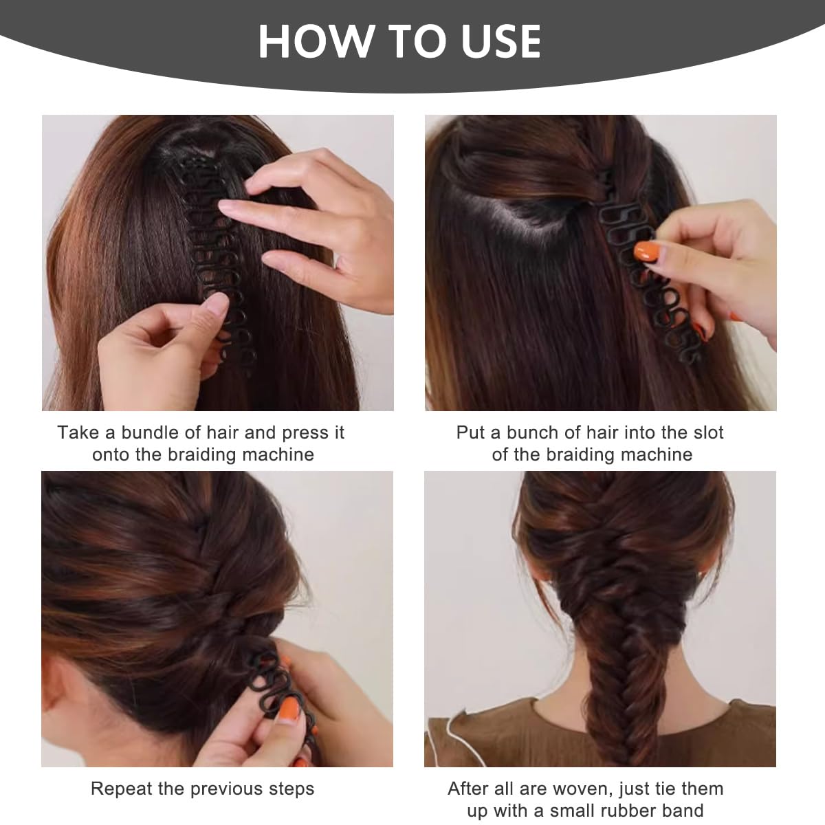 6-teiliges Topsy Haarschwanz-Werkzeug-Set, Haar-Flechtroller, mit Haken, magischer Haar-Twist-Styling-Dutt Hersteller Französischer Tausendfüßler Zöpfe DIY Haarstil Zubehör Schwarz für Frauen Mädchen