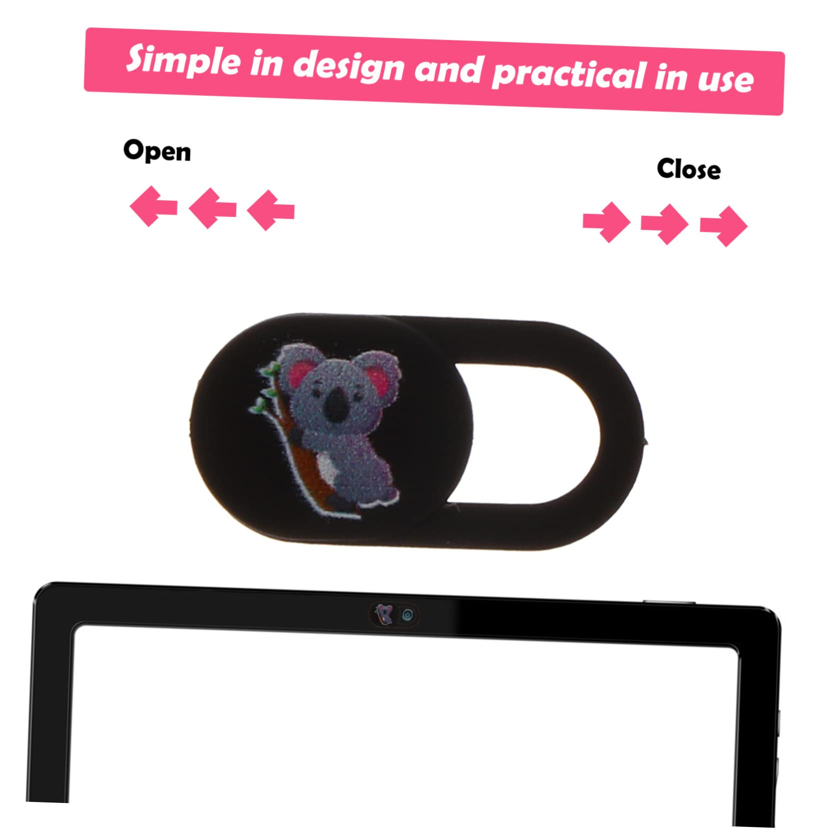 EXCEART Cubierta de Privacidad para Cámara Web y Móvil, Abs Negro, 3 Piezas, Diseño Decorativo, Fácil de Llevar, para Portátil y Tableta