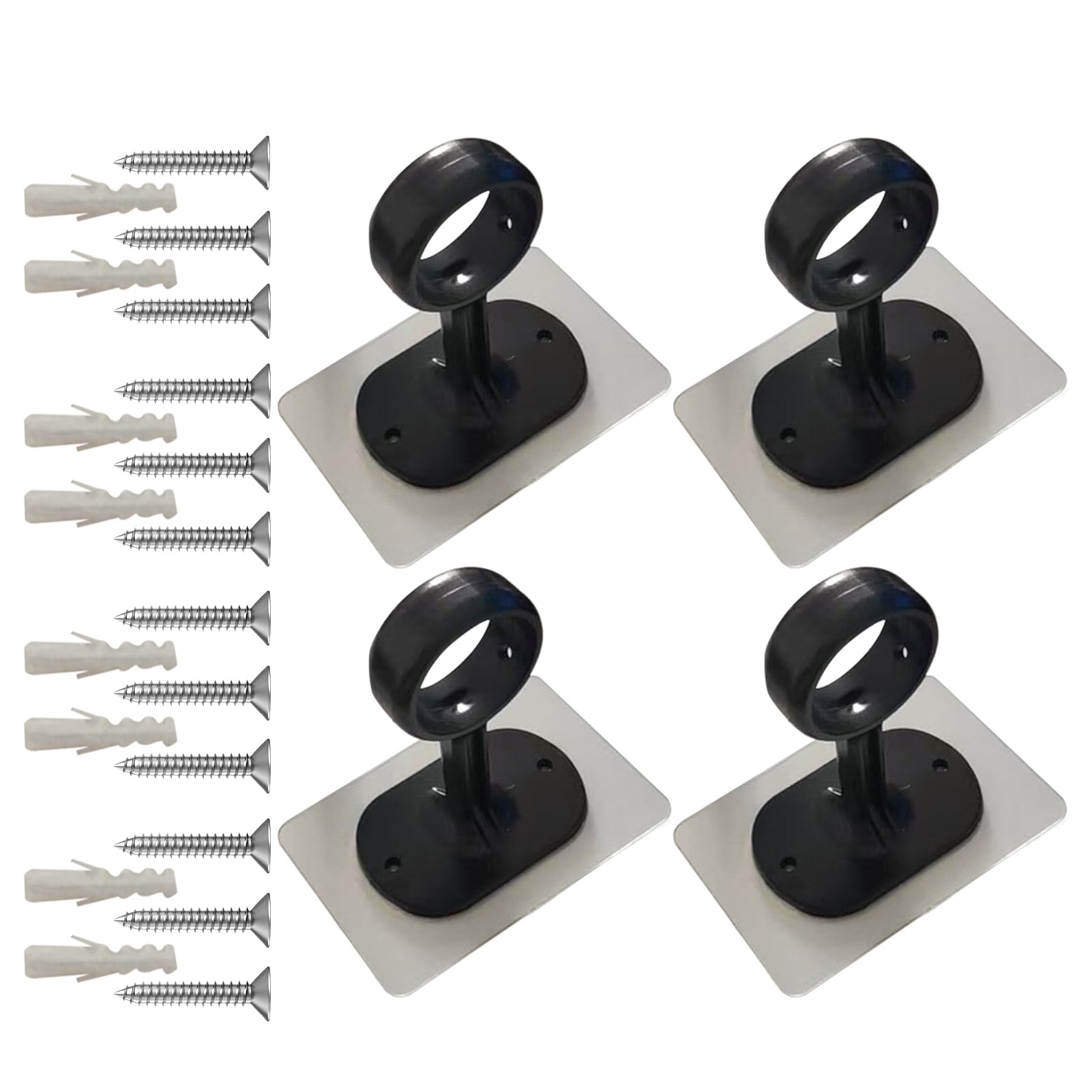 MWZBTG Soporte para Barra De Cortina De Techo Adhesivo 9x9x6cm 4 Unidades, Soporte Ajustable para Diámetros De Barras De 25mm A 32mm, Instalación Fuerte Sin Taladrar Ni Dañar Superficies