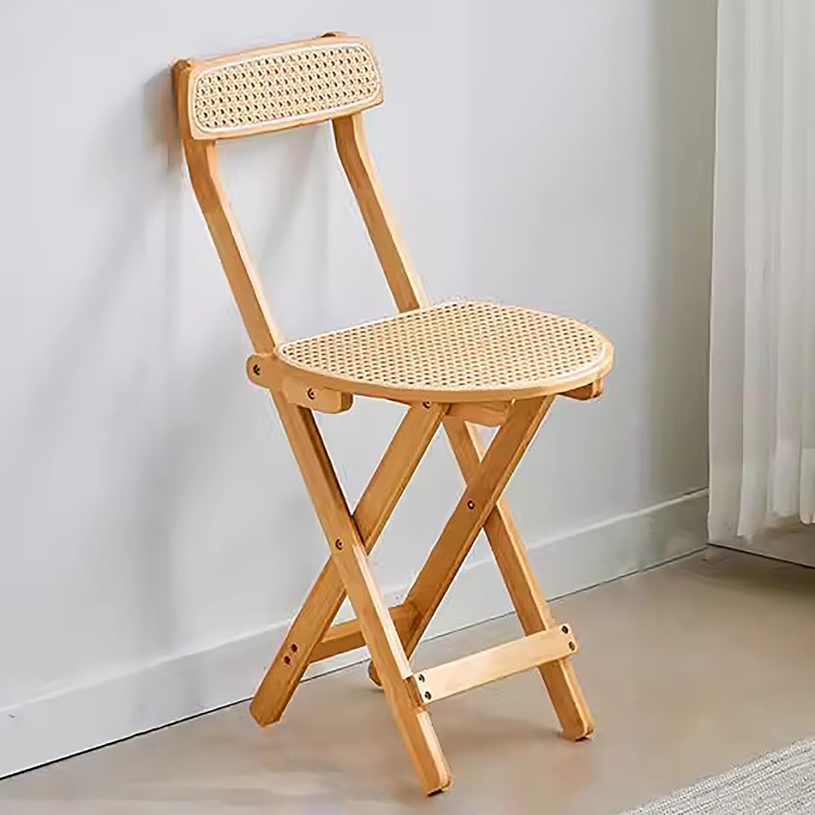 Chaise de cuisine pliable naturelle et compacte pour assise extérieure