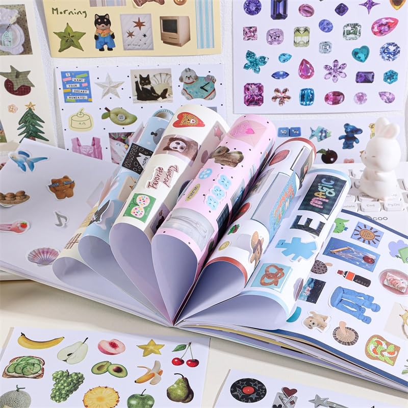 Image of Girl's Korean Sticker Book, Food and Daily Life Theme - 1300+ Cute Dream Style Foodie Stickers, for DIY Scrapbooking Journaling Handbook Decoration Vintage