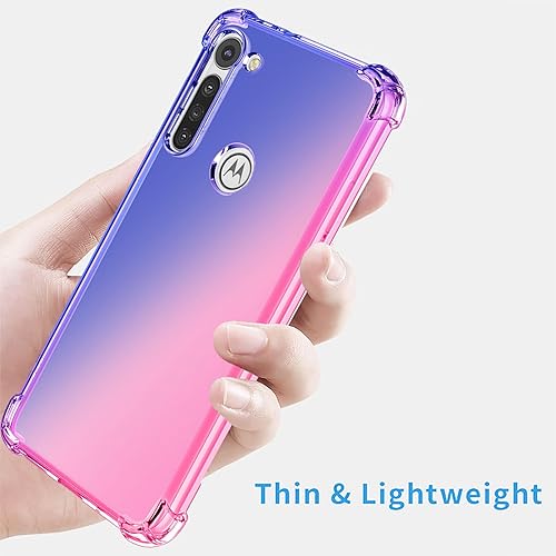 Miniatura 5 de Funda transparente para Moto G8, color degradado, delgada, suave, TPU a prueba de golpes, antiarañazos, funda protectora para Motorola G8 (azulrosa)