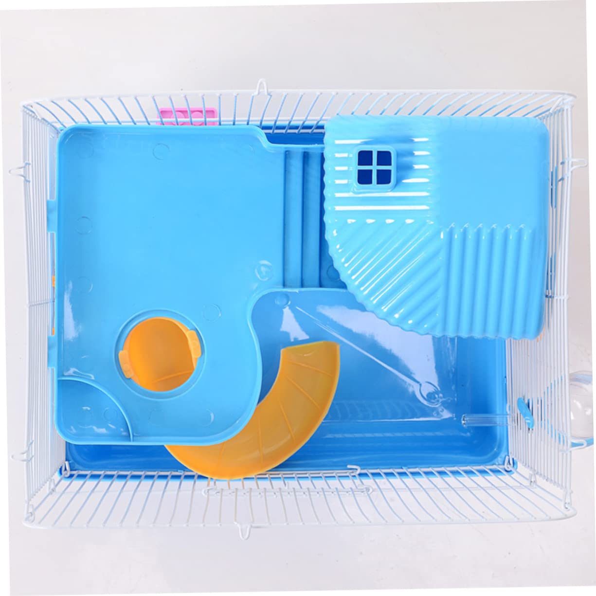 BESPORTBLE Cage pour Chinchilla - Maison pour Hamster Double Couche Sûre Et Spacieuse avec Roue De Course Et Bouteille Anti-Fuite
