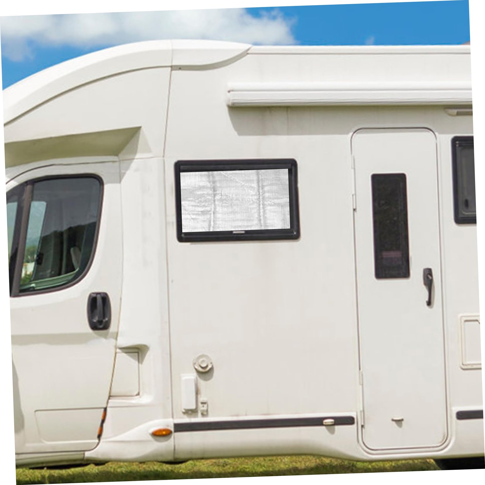 Ciieeo Housse de Protection Film Aluminium pour et pour Fenêtre et Porte de Camping-car Installation Facile 2pcs en Tissu Oxford Argenté Rangement Pratique Voyage en Plein Air
