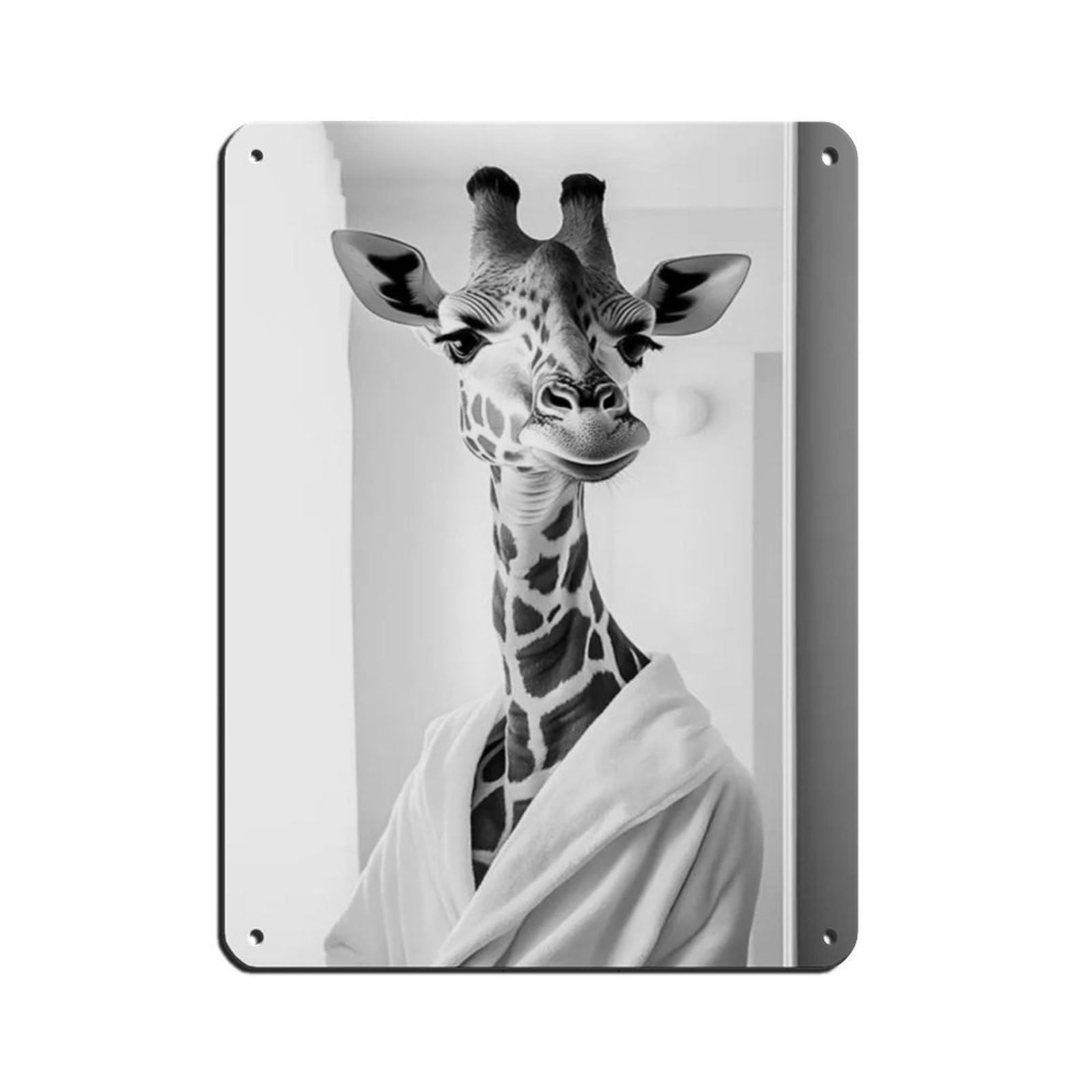 Giraffe Wearing A Bathrobe, Funny Bathroom Art Retro Poster Metal Tin Sign Chic Art Retro Iron Painting Bar People Cave Cafe Family Garage Poster Wall Decoration 12x16inch(30x40cm)