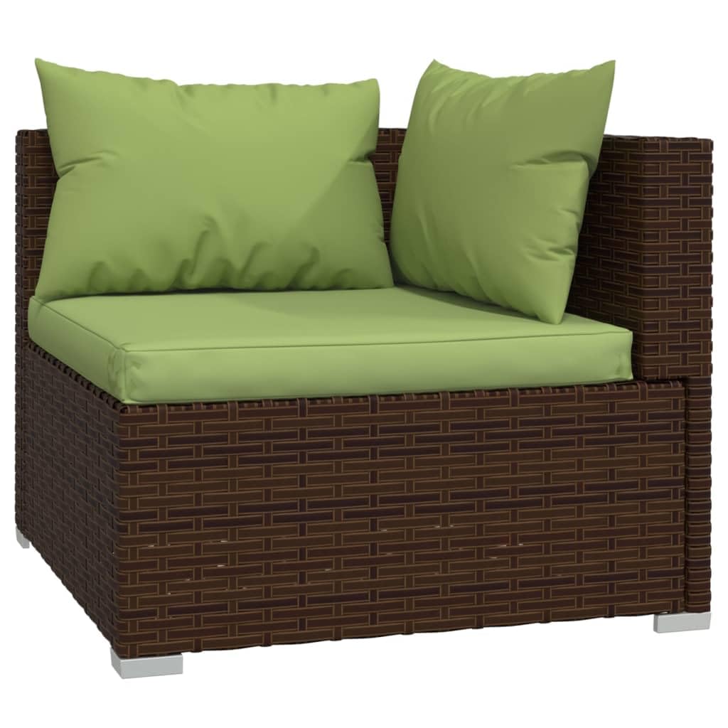 Set Divani da Giardino 8 pz con Cuscini Verde Marrone Rattan PE Resistente Modulare per Esterni, Arredo Lounge da Esterno per Patio, Veranda, Balcone, Terrassa, Relax e Pranzo in Famiglia