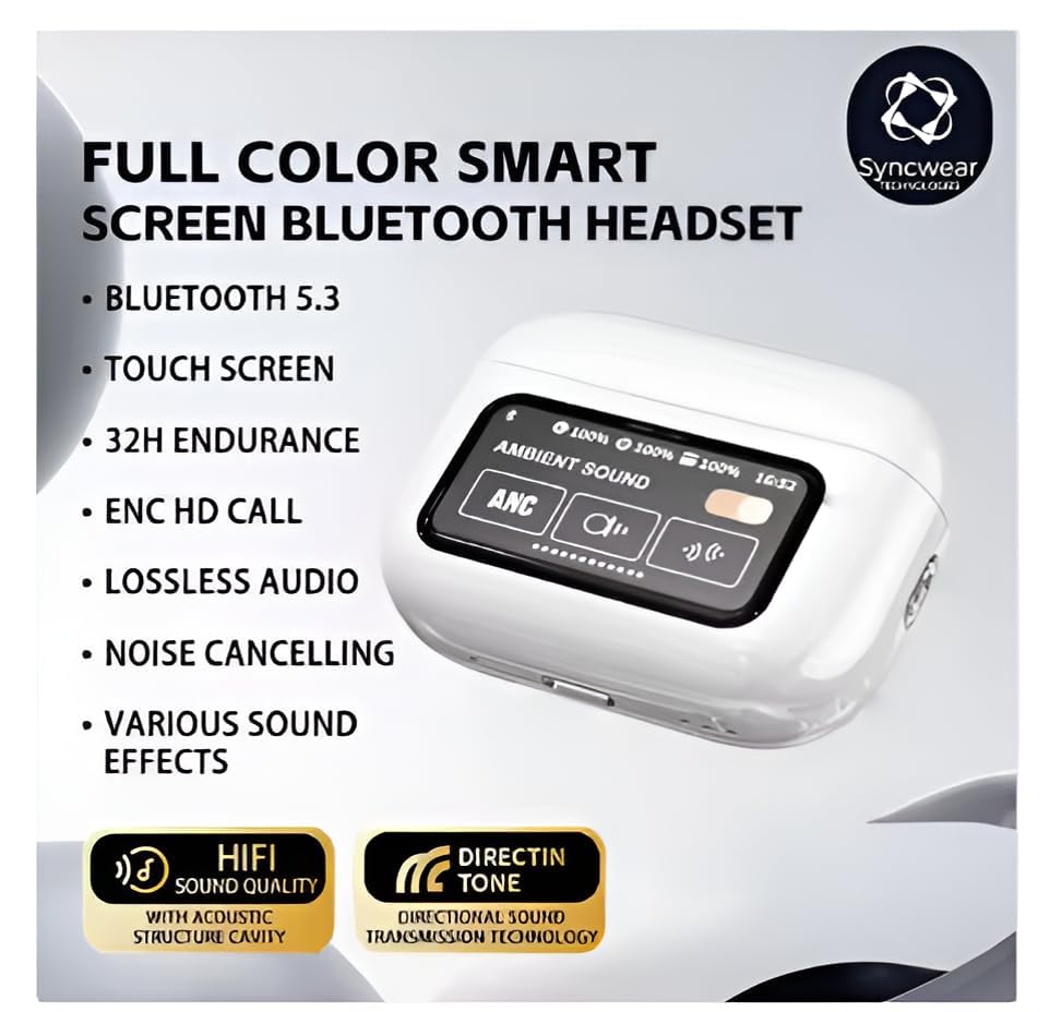 Image of Smart TWS Earbuds ANC Smart Touch Display Active Noise Cancellation Type-C Fast Charging True Wireless Buds Transparency Mode EQ Mode (White)