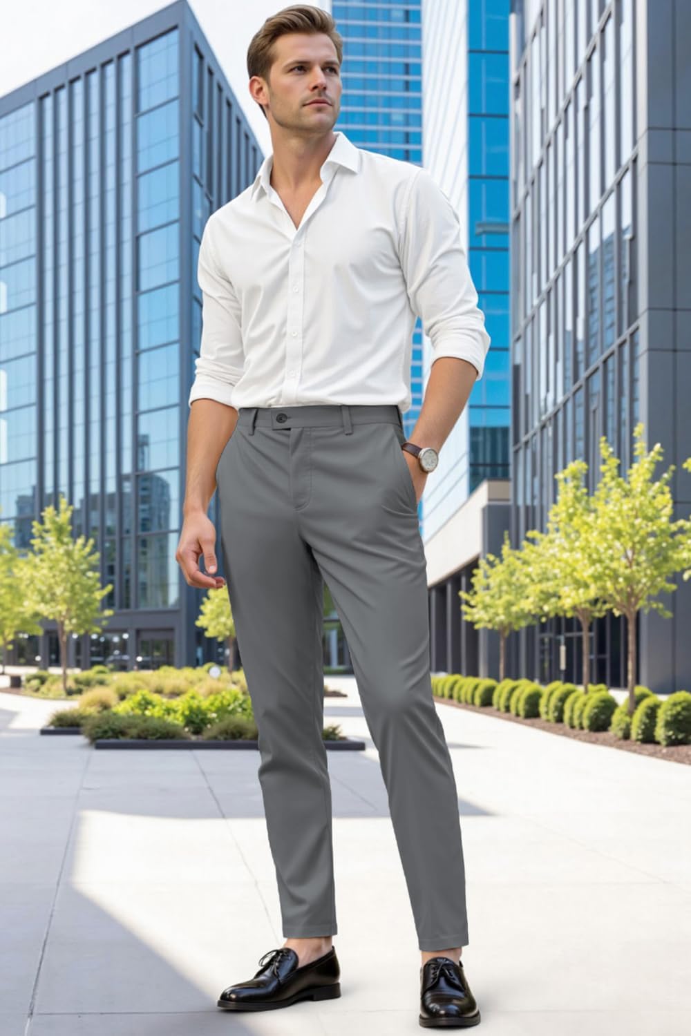 GINGTTO Mens Dress Pants Slim Fit Stretch Formal Pants for Men - Image 5