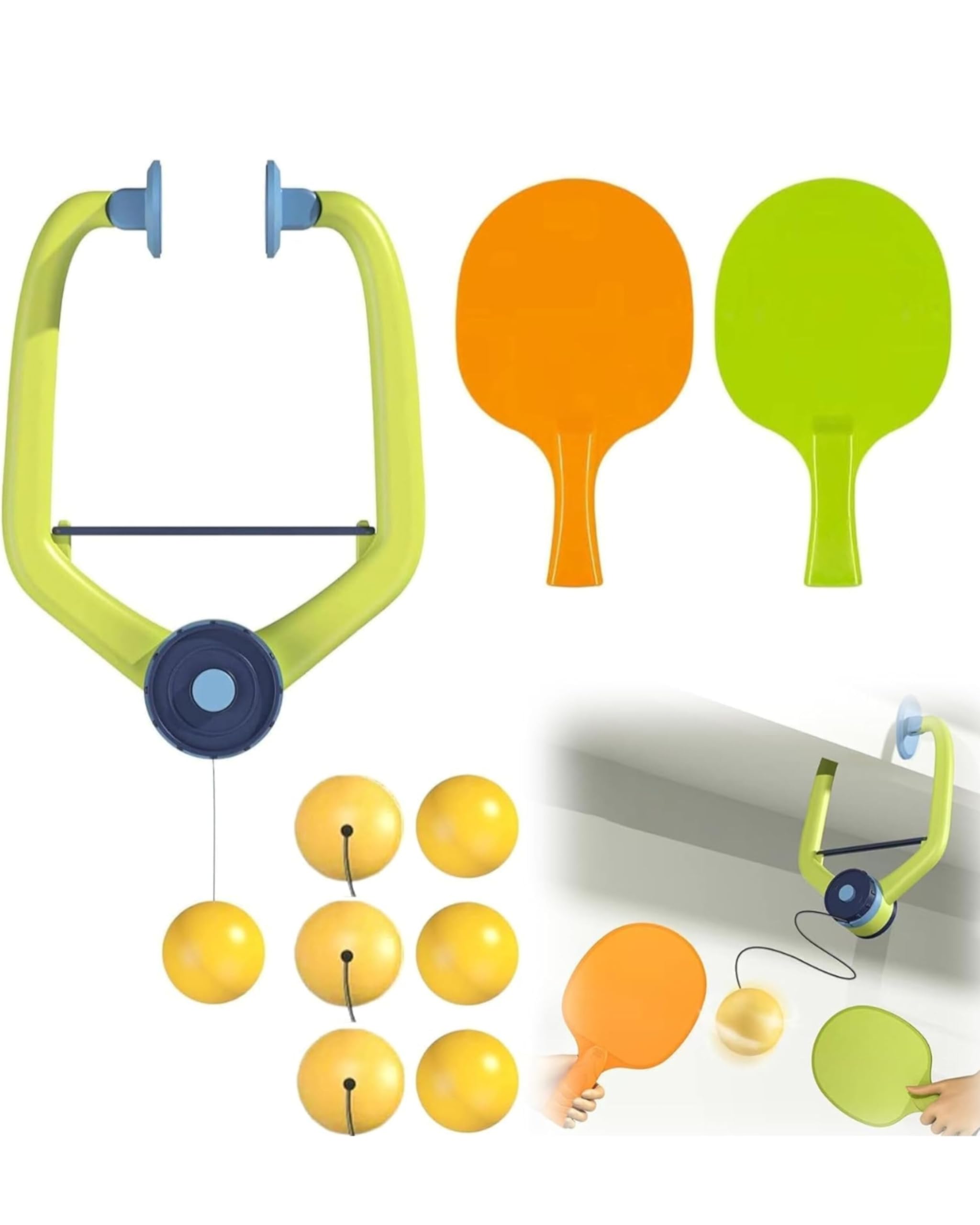 Honest Enterprise - Hanging Table Tennis Self Training Indoor Gaming 2 Racket & 6 Practice Ball Portable - Double Sparring Hanging Toys Parent Child Interaction Indoor Toys. (Hanging Tennis) (B0D9D4LD5S) Amazon Price History, Amazon Price Tracker