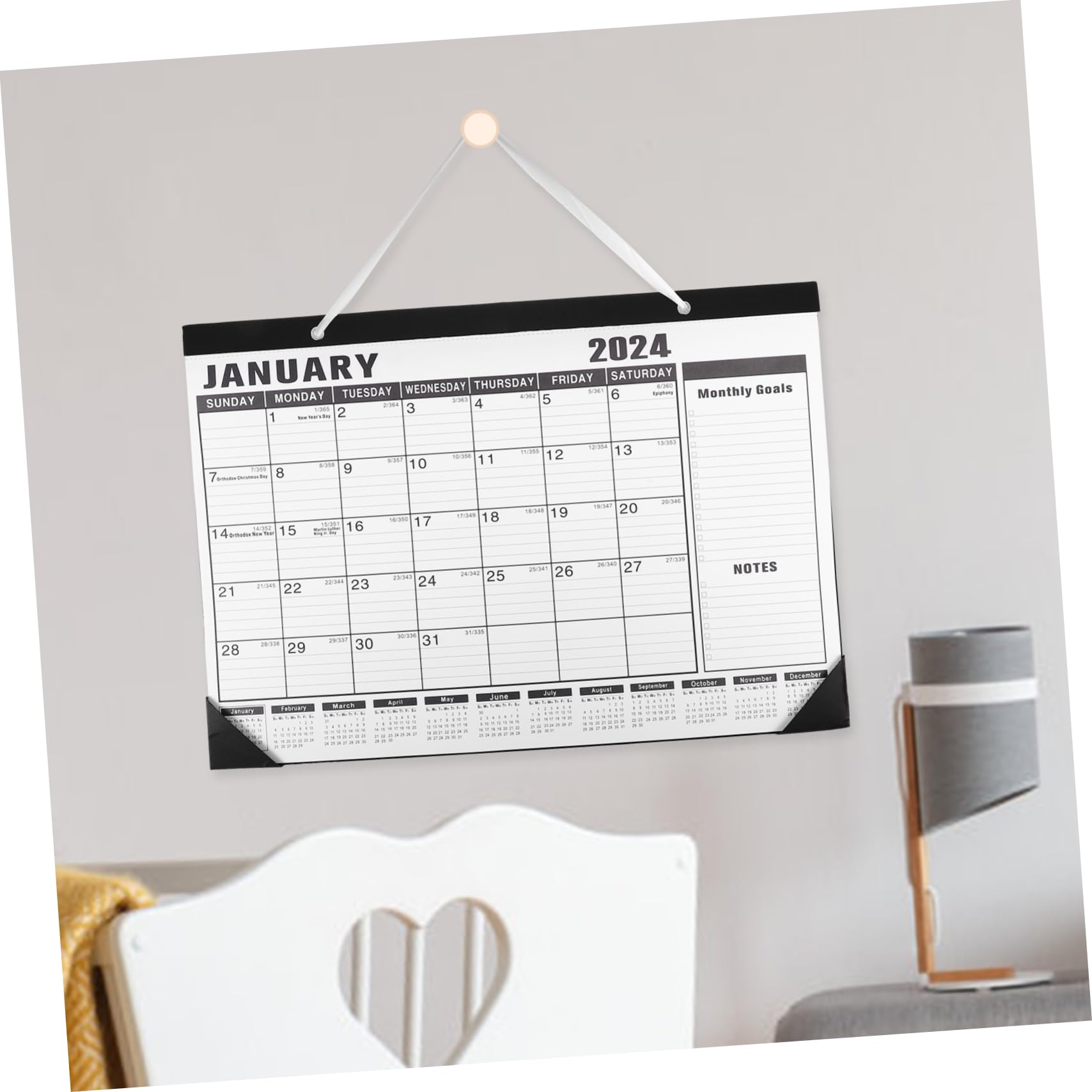 SHINEOFI 4pezzi Calendario Da Parete Inglese Con Scrittura Pianificazione Mensile Per Ufficio e Casa Design Casual e Resistente Calendario Festivo Per Organizzazione Giornaliera