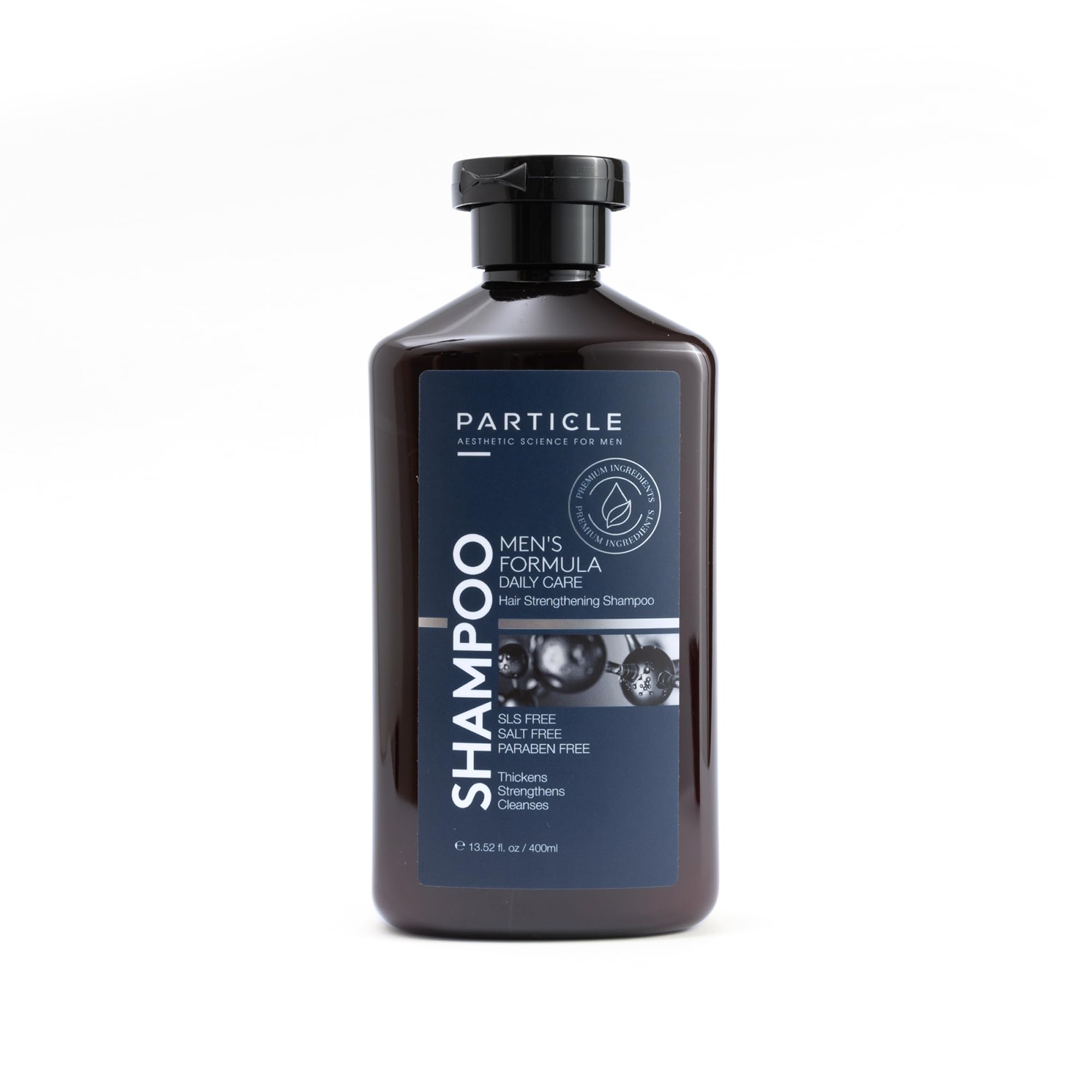 Particle Hair Thickening Shampoo for Men, Men’s Shampoo, Cleansing Formula Made with Biotin, Capixyl, Redensyl, Ginseng and Green Tea Extract for Hair Strength Support, Paraben Free, 400 mL