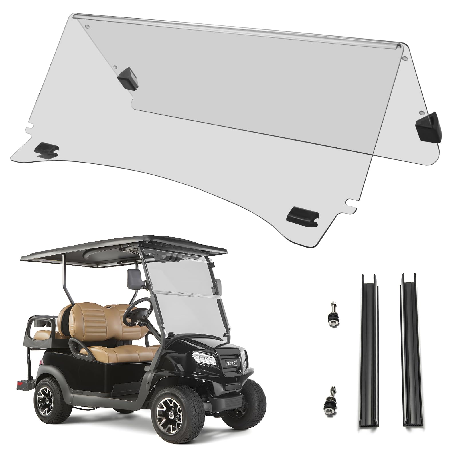 Club Car Precedent Windshield Compatible with 2004-UP Models Gas & Electric, Golf Cart Tinted Folding Down Windshield (Clear)