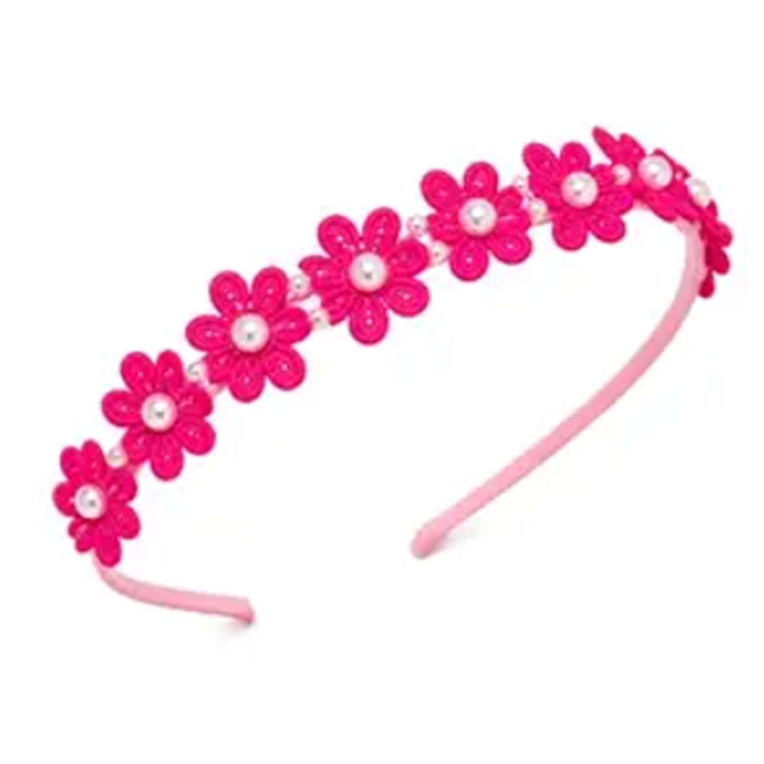 Floral Hair Band for Girls Pack of 2 | Pink Flower Headband with Pearl Design | Cute Hair Accessories for Kids, Baby Girls & Toddlers | Lightweight Non-Slip Hair Hoop for Birthday, Party & Daily Wear-picture-27
