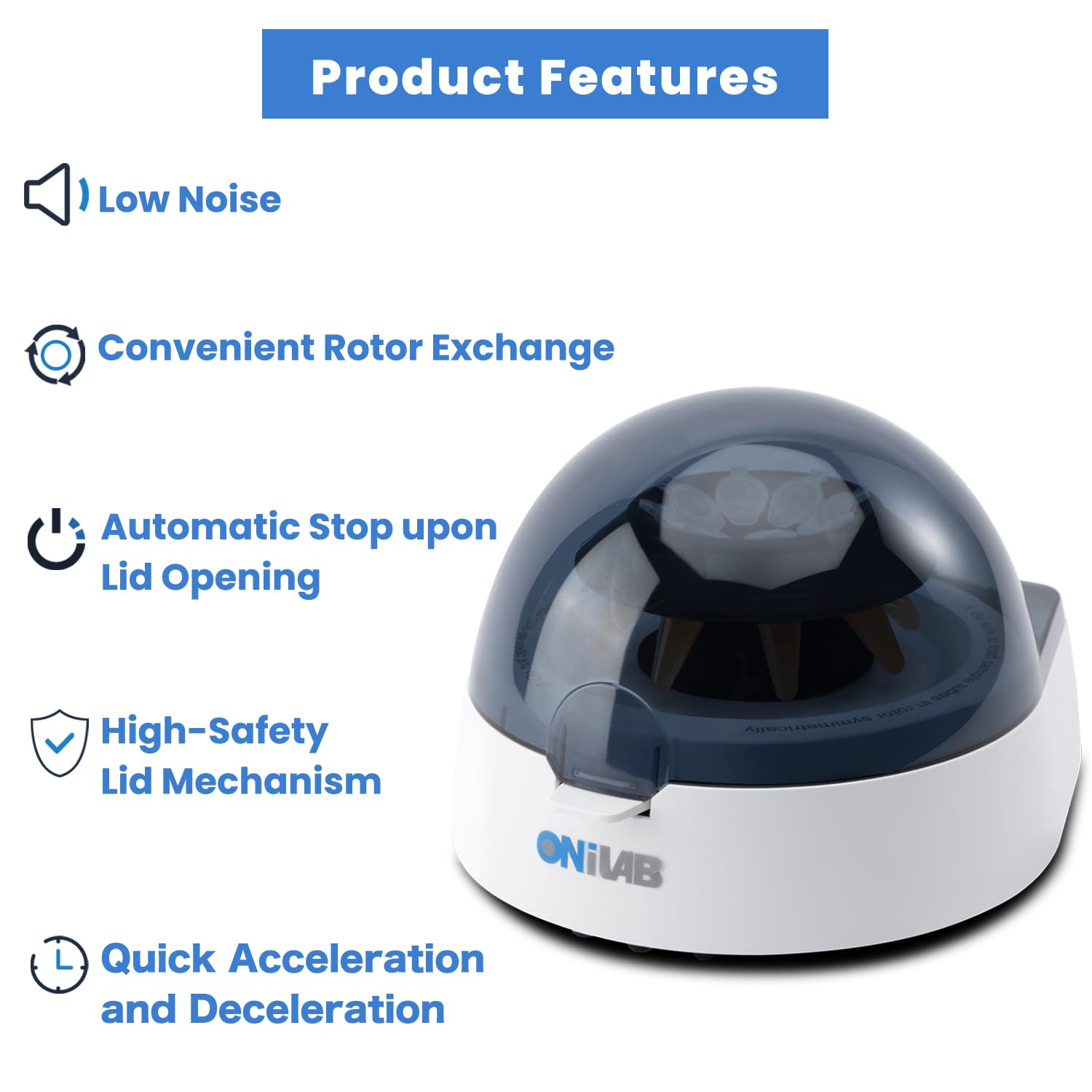 ONiLAB's Scientific Mini Centrifuge 7000RPM, 2680 x g RCF, Lab Benchtop Centrifuge with 2 Rotors for 8 x 0.2/0.5/1.5/2.0ml and 0.2mL×32 PCR Strips, Low Noise≤45dB, 100-240V Q