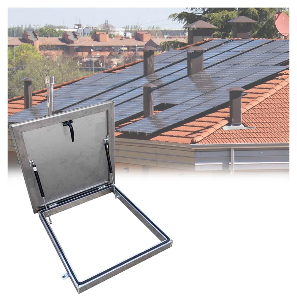 Klerdh Silver Weatherproof Roof Hatch With Hydraulic Gas Struts(90X90cm/35.4X35.4in)