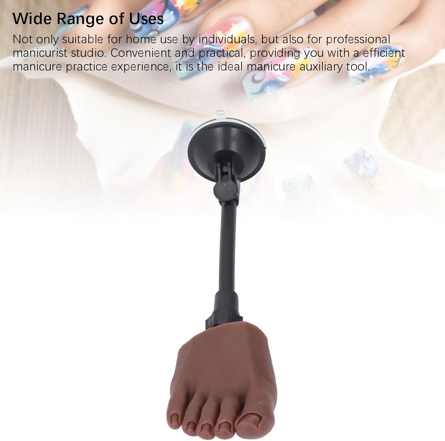 Nail Practice Foot Mannequin, Silicone Bendable Lifelike Foot Model with Stand for Nail Art Training, Includes Toe Separator and 12 Nail Tips for Manicure Display (Right Foot)