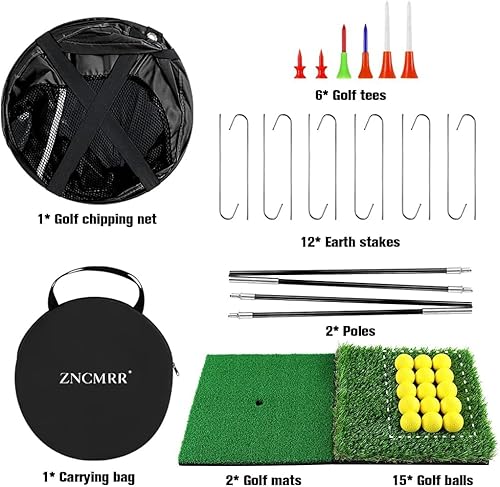 Miniatura 9 de Red de astillado de golf emergente, red de golf para interiores y exteriores, red plegable portátil para golpear golf con 15 pelotas de