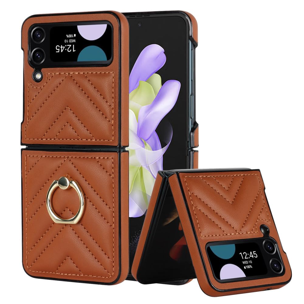 Coque Samsung Galaxy Z Flip3 de luxe diamant 3D marron, le cadeau chic idéal